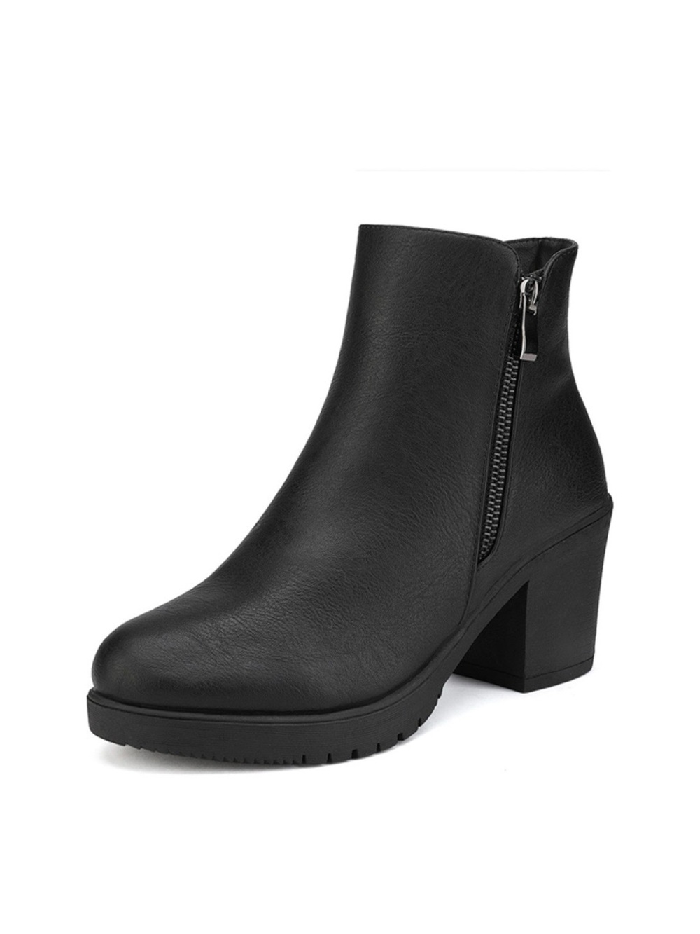 NIB! ZOEY-2 Black Comfort Platform Side-Zip Block Heel Ankle Boots Size 9